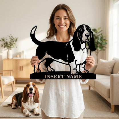 Personalized basset hound Metal Sign. Custom Dog Owner Wall Decor Gift