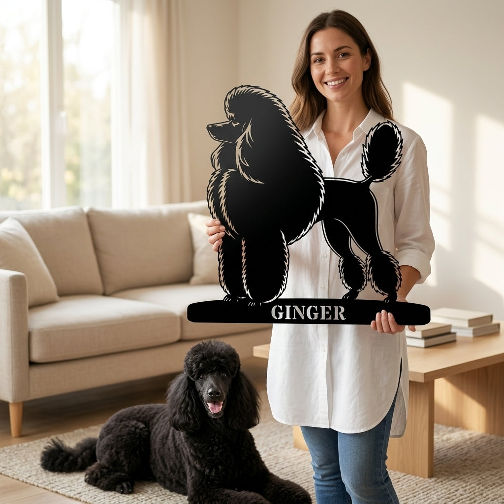 Personalized Dog Name Metal Sign. Custom Poodle Owner Wall Decor Gift