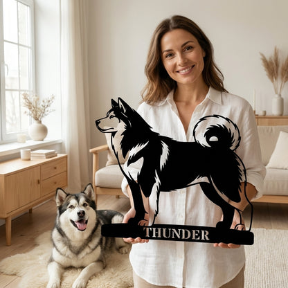 Personalized Alaskan Malamute Metal Sign. Custom Dog Owner Wall Decor Gift