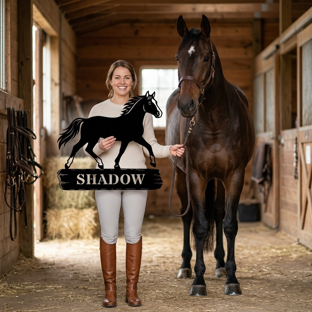 Custom Danish Warmblood Horse Metal Sign With Name. Personalized Horsebarn Wall Decor Gift