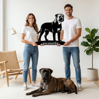 Personalized Bullmastiff Dog Name Metal Sign. Custom Dog Owner Wall Decor Gift