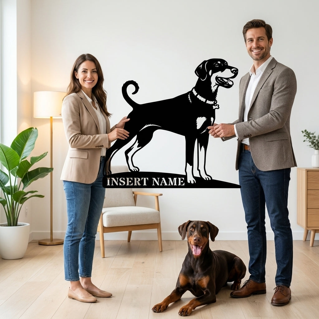 Personalized Dobermann Name Metal Sign. Custom Dog Owner Wall Decor Gift