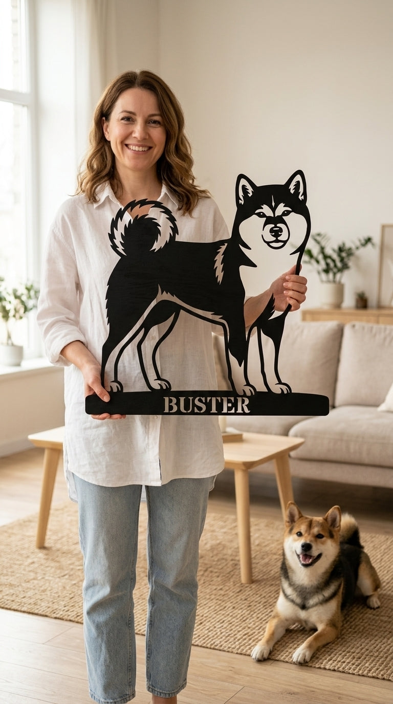 Personalized Shiba Inu Name Metal Sign. Custom Dog Owner Wall Decor Gift