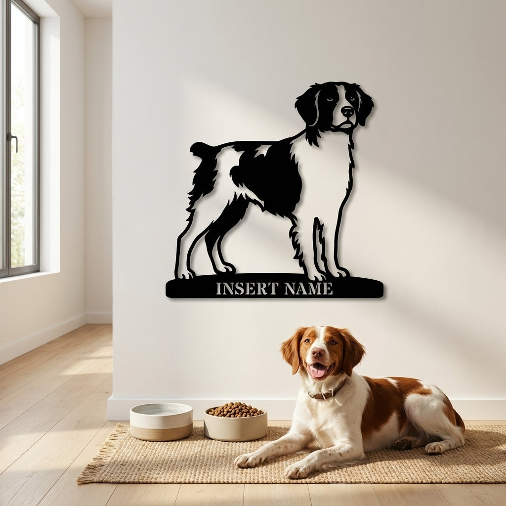 Personalized Brittany Dog Metal Sign. Custom Dog Owner Wall Decor Gift
