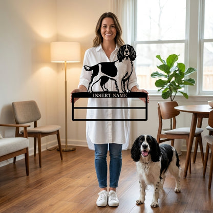 Personalized English Springer Spaniel Rosette Name Metal Sign Champion Display