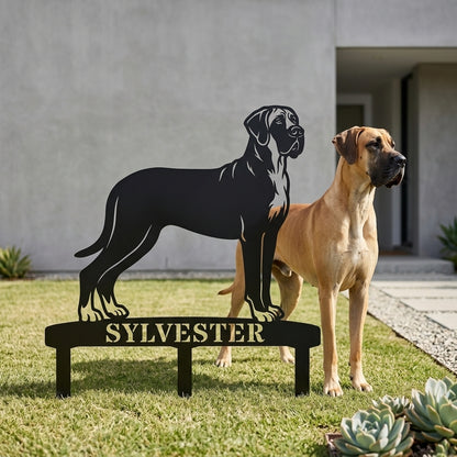 Personalized Granddanois Garden Metal Sign With Stakes. Custom Dog Lover Name Gift