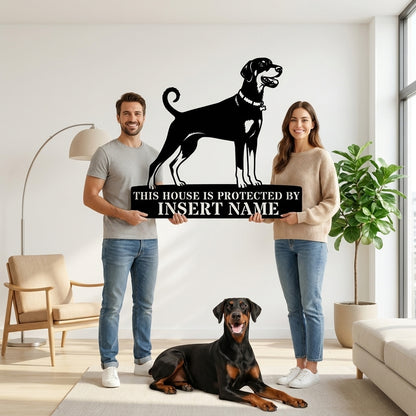 Dobermann Guard Dog Name Metal Sign. Custom Dog  Wall Decor