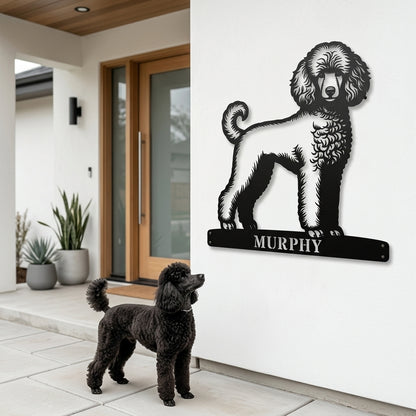 Personalized Poodle Dog Name Metal Sign. Custom Dog Owner Wall Decor Gift