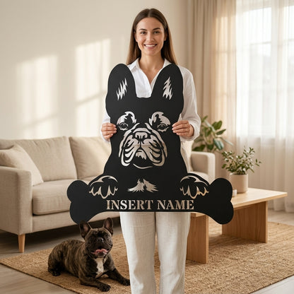 Personalized French Bulldog Name Metal Sign. Customizable Dog Owner Wall Decor Gift