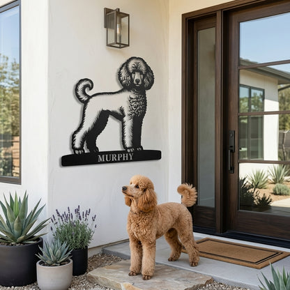 Personalized Poodle Dog Name Metal Sign. Custom Dog Owner Wall Decor Gift