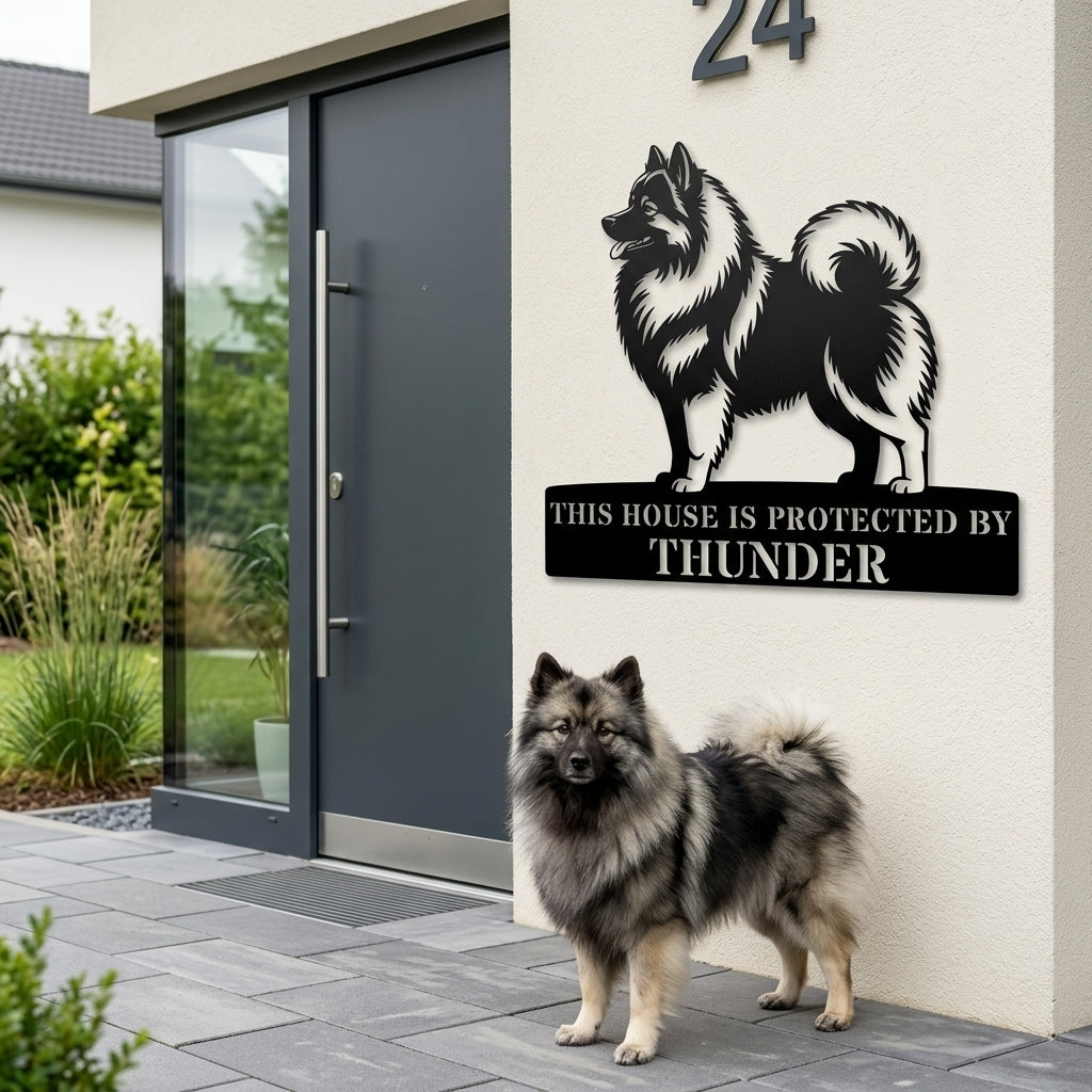 Personalized Keeshond Guard Metal Sign. Custom Wolfspitz Name Wall Decor