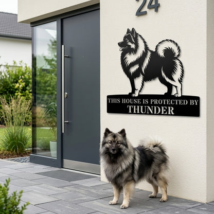 Personalized Keeshond Guard Metal Sign. Custom Wolfspitz Name Wall Decor