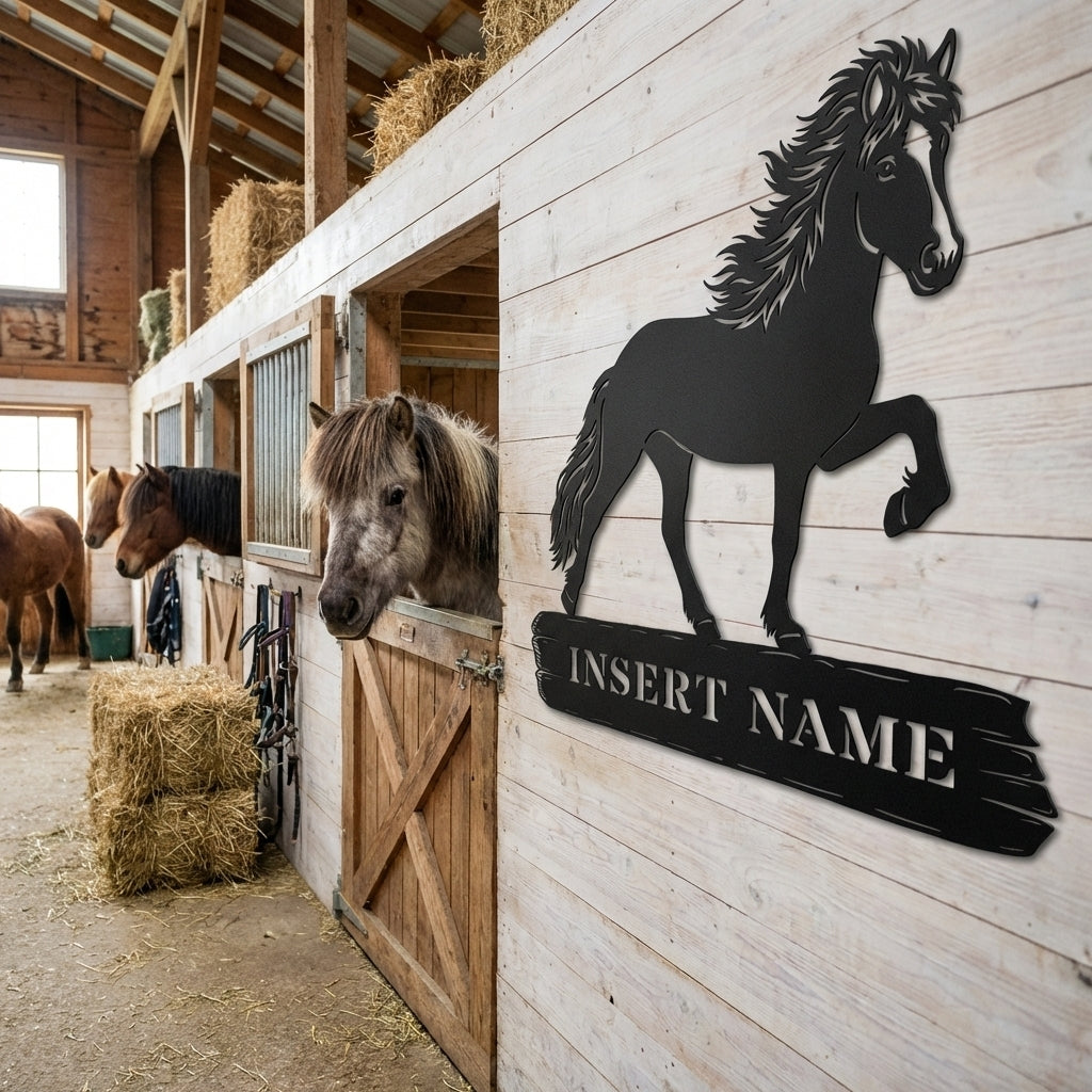 Custom Icelandic Horsename Metal Sign. Personalized Horsebarn Wall Decor Gift