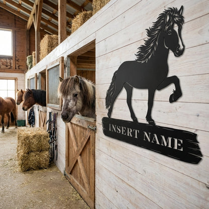Custom Icelandic Horsename Metal Sign. Personalized Horsebarn Wall Decor Gift