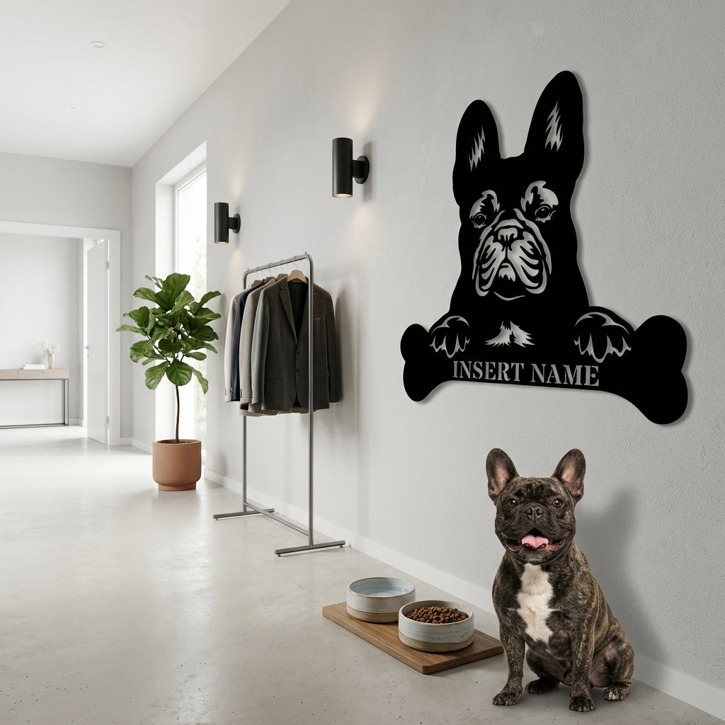 Personalized French Bulldog Name Metal Sign. Customizable Dog Owner Wall Decor Gift