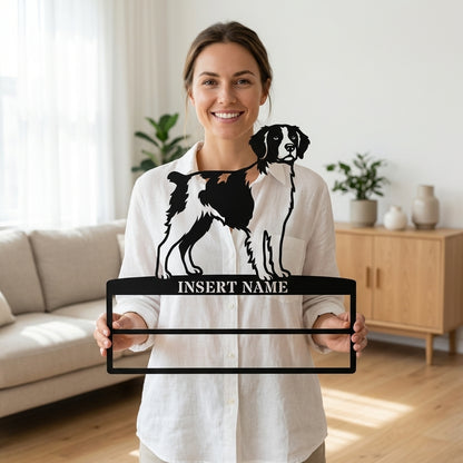 Personalized Brittany Dog Rosette Name Metal Sign Champion Display