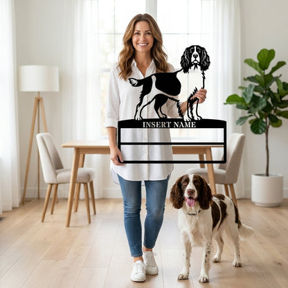 Personalized English Springer Spaniel Rosette Name Metal Sign Champion Display