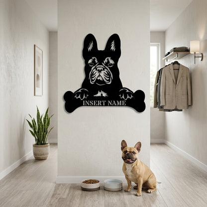Personalized French Bulldog Name Metal Sign. Customizable Dog Owner Wall Decor Gift