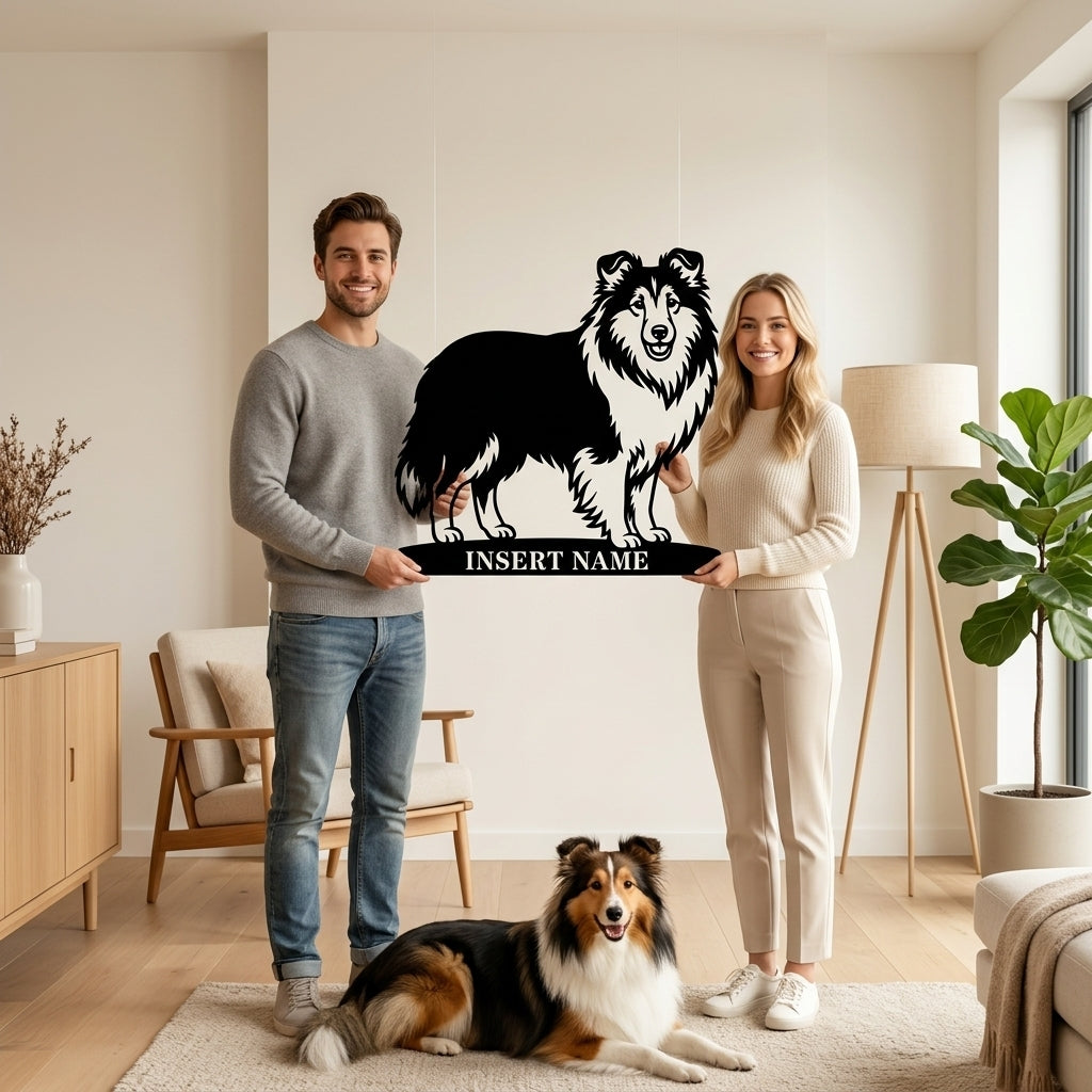 Personalized Shetland Sheepdog Name Metal Sign. Custom Dog Owner Wall Decor Gift
