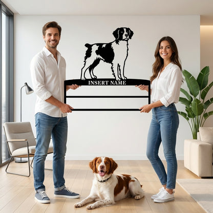 Personalized Brittany Dog Rosette Name Metal Sign Champion Display