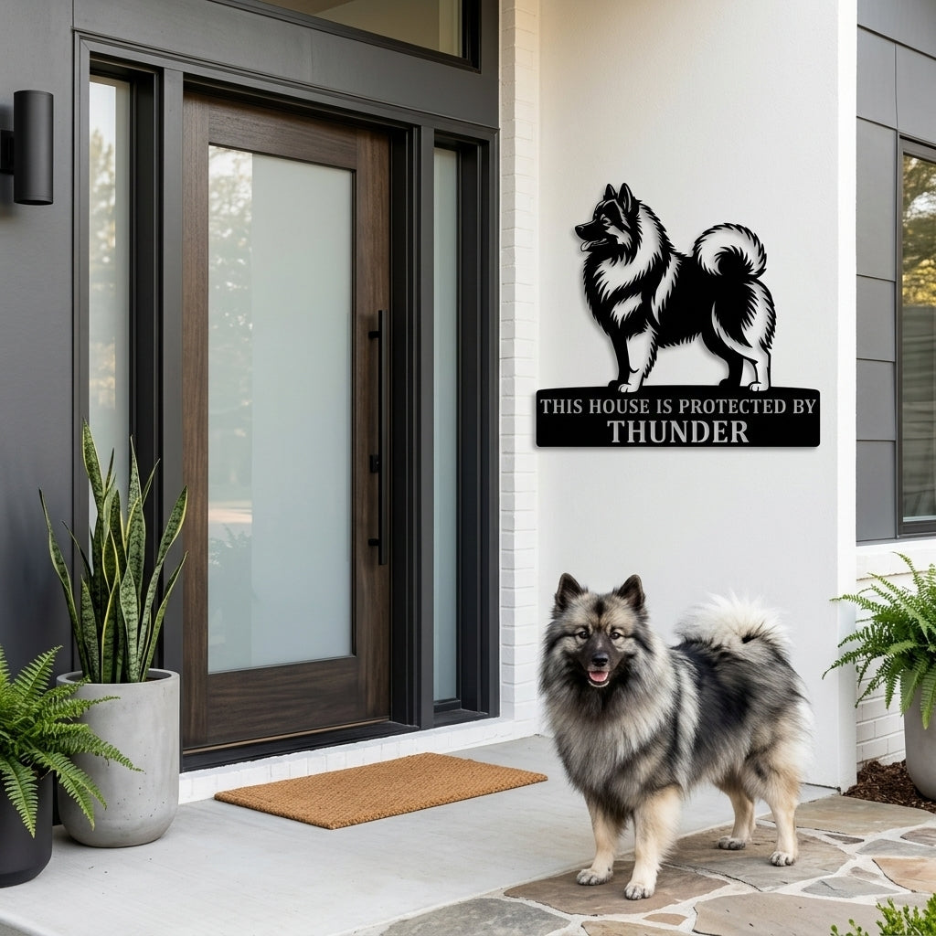 Personalized Keeshond Guard Metal Sign. Custom Wolfspitz Name Wall Decor