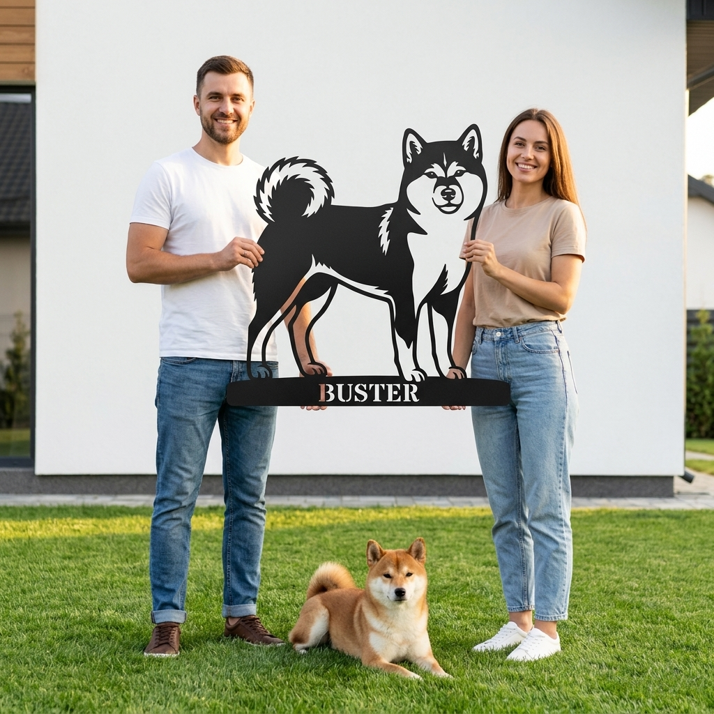 Personalized Shiba Inu Name Metal Sign. Custom Dog Owner Wall Decor Gift
