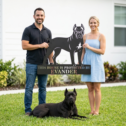 Personalized Cane Corso Guard Metal Sign. Custom Dog Protect Name Wall Decor