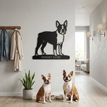 Personalized Boston Terrier Name Metal Sign. Custom Dog Owner Wall Decor Gift
