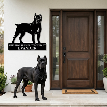 Personalized Cane Corso Guard Metal Sign. Custom Dog Protect Name Wall Decor