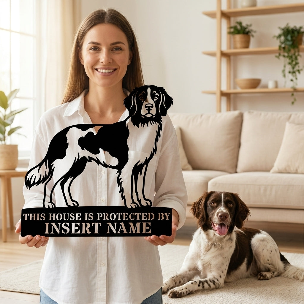 Personalized Small Munsterlander Guard Metal Sign. Custom Dog Name Wall Decor