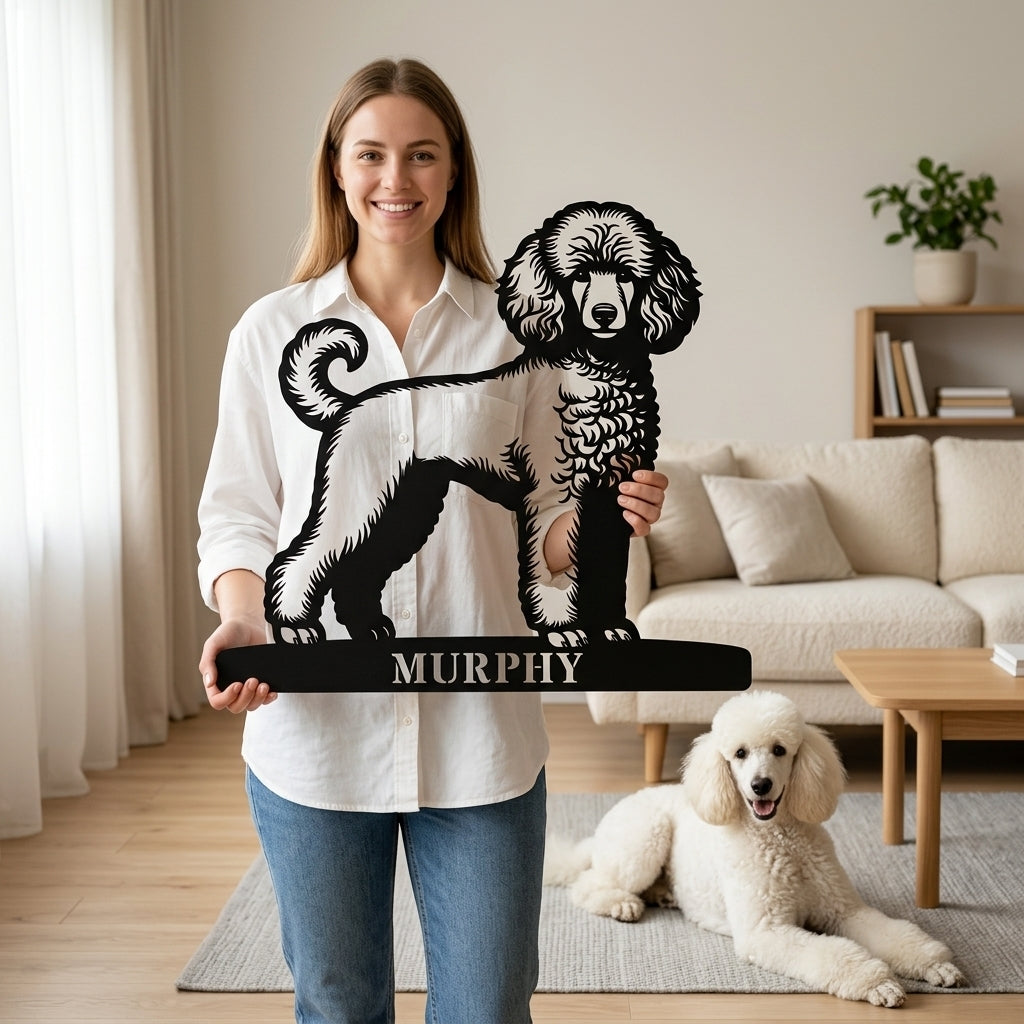 Personalized Poodle Dog Name Metal Sign. Custom Dog Owner Wall Decor Gift