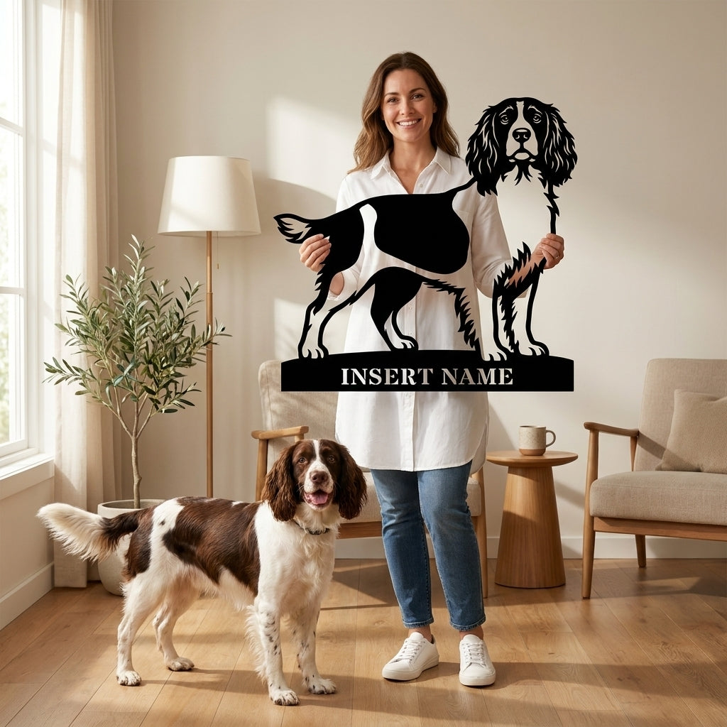 Personalized English Springer Spaniel Metal Sign. Custom Dog Owner Wall Decor Gift