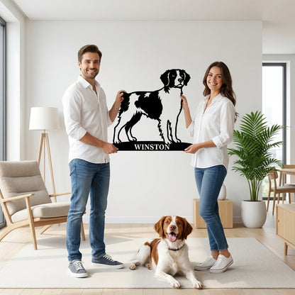 Personalized Brittany Dog Metal Sign. Custom Dog Owner Wall Decor Gift
