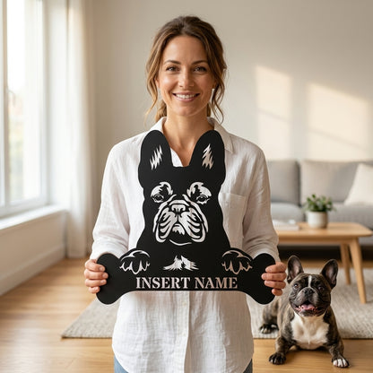Personalized French Bulldog Name Metal Sign. Customizable Dog Owner Wall Decor Gift
