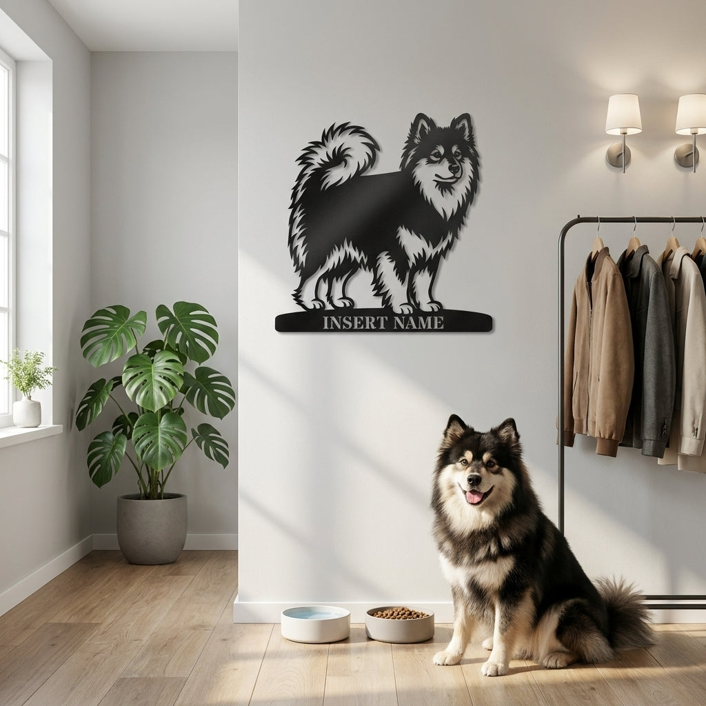 Personalized Finnish Lapphund Name Metal Sign. Custom Dog Owner Wall Decor Gift