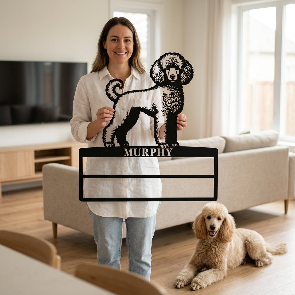 Personalized Poodle Dog Rosette Metal Sign. Custom Champion Ribbon Display