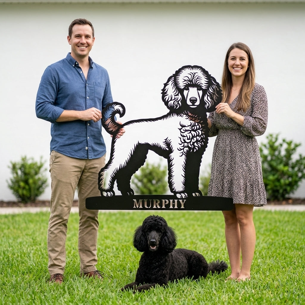 Personalized Poodle Dog Name Metal Sign. Custom Dog Owner Wall Decor Gift