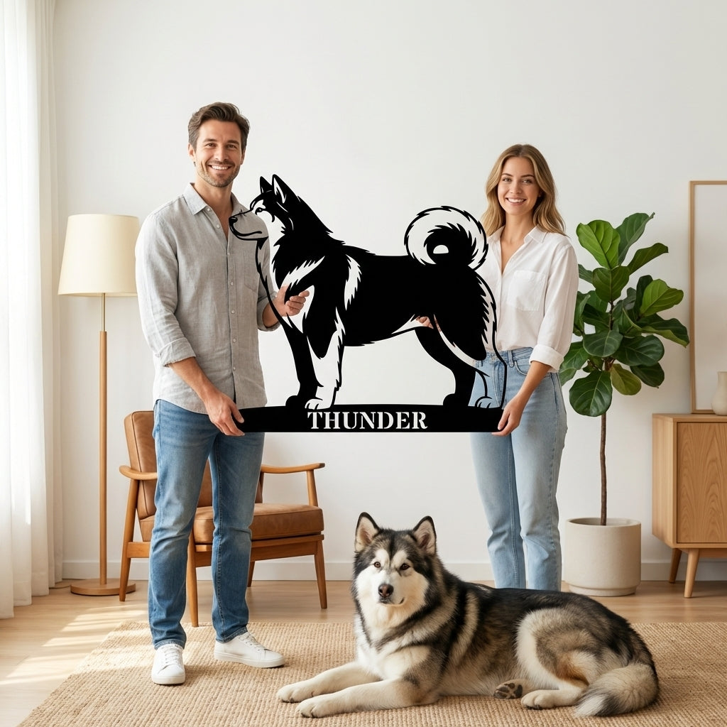 Personalized Alaskan Malamute Metal Sign. Custom Dog Owner Wall Decor Gift