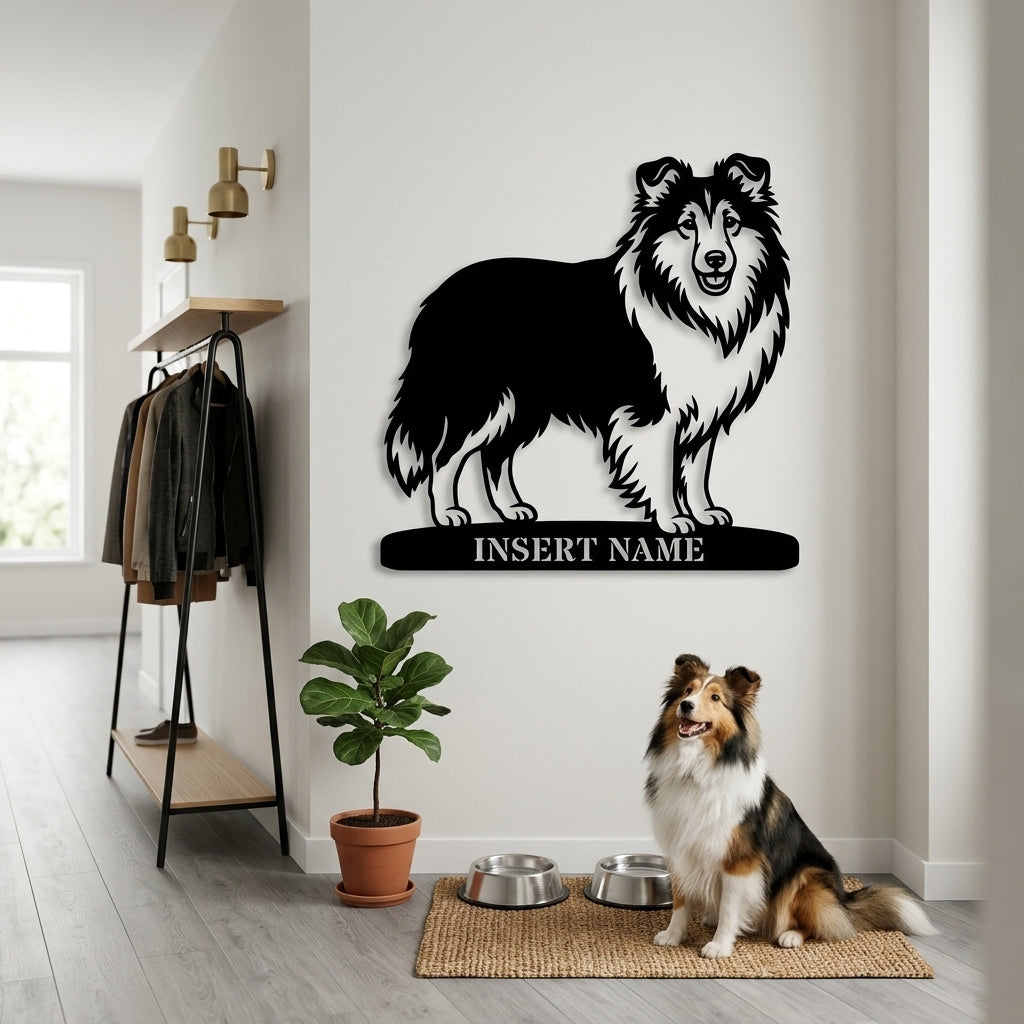 Personalized Shetland Sheepdog Name Metal Sign. Custom Dog Owner Wall Decor Gift