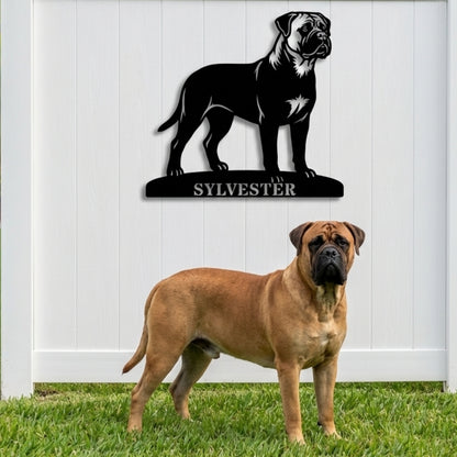 Personalized Bullmastiff Dog Name Metal Sign. Custom Dog Owner Wall Decor Gift