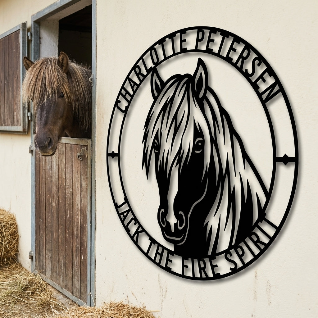 Personalized Icelandic Horse Name Metal Sign Gift. Custom Horselover Wall Decor Gift