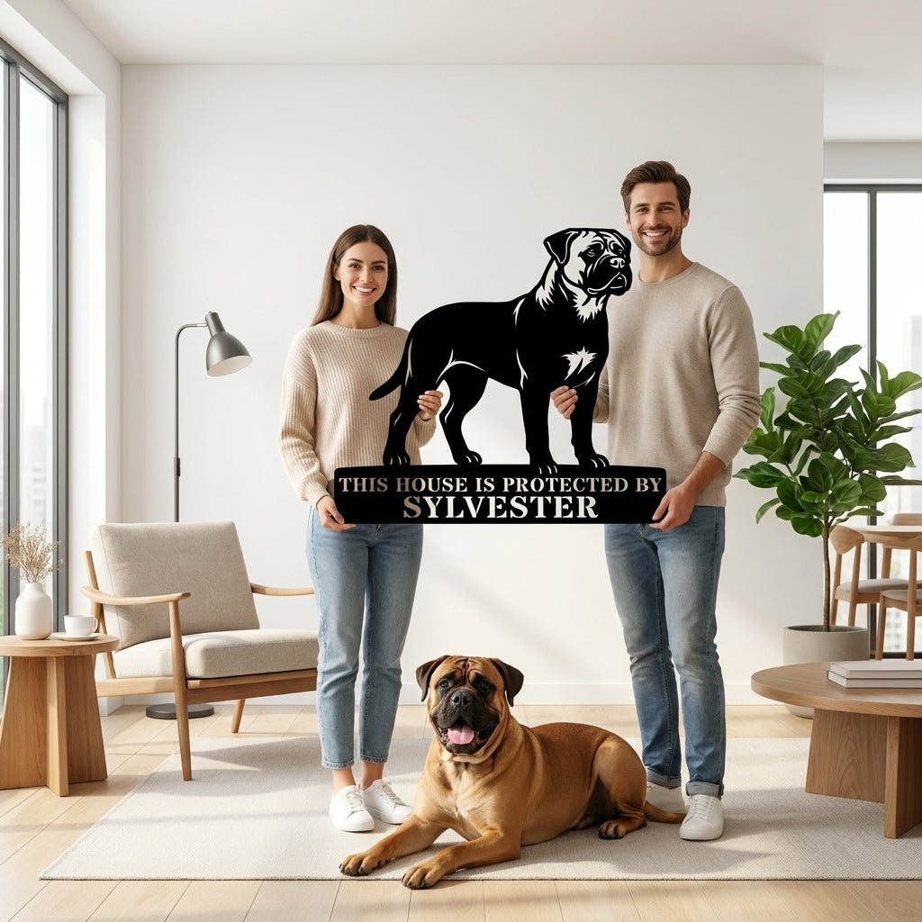 Bullmastiff Guard Dog Name Metal Sign. Custom Dog  Wall Decor
