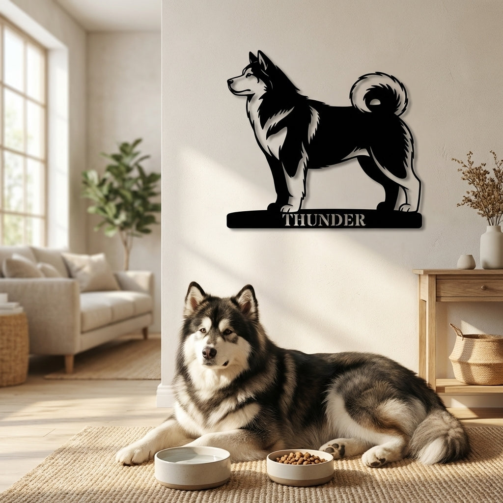 Personalized Alaskan Malamute Metal Sign. Custom Dog Owner Wall Decor Gift