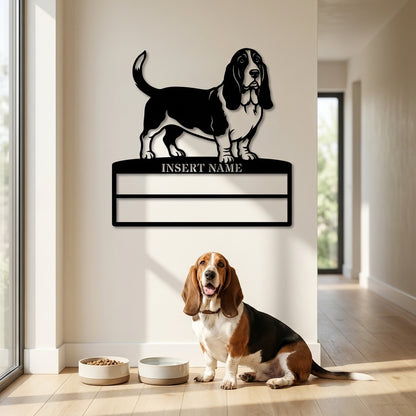 Personalized Basset Hound Rosette Name Metal Sign. Custom Dog Champion Display