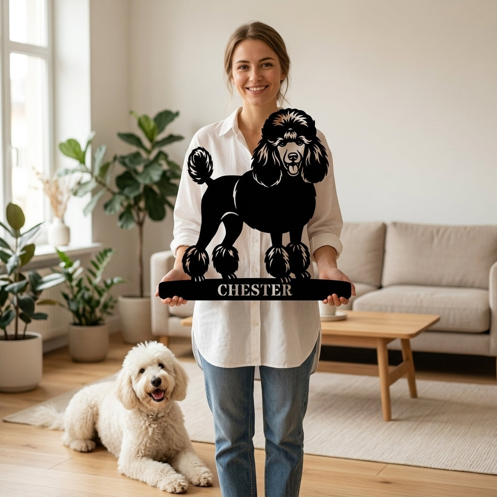 Poodle Personalized Name Metal Sign. Custom Dog Lover Wall Decor Gift