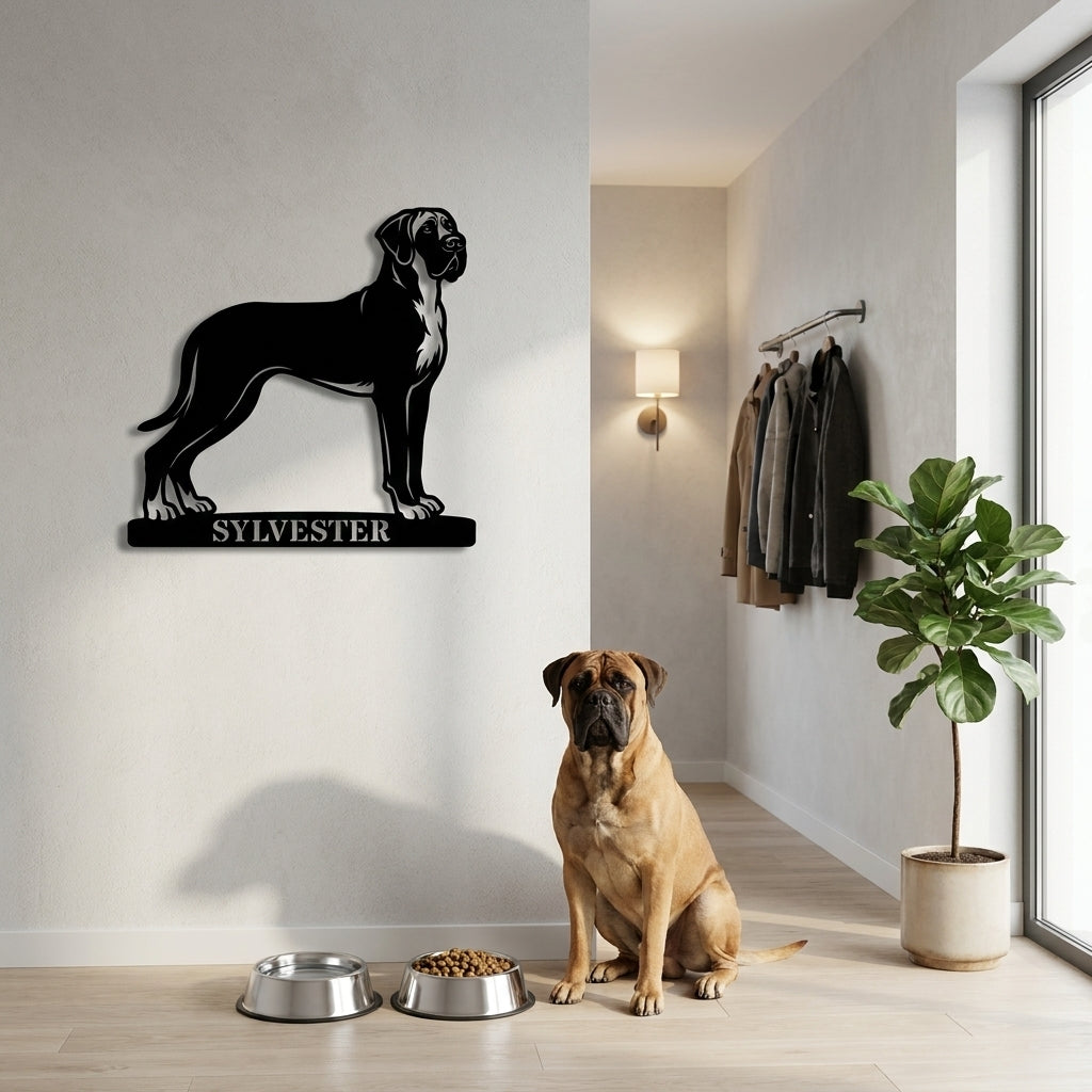Bullmastiff Name Metal Sign. Custom Dog Owner Wall Decor Gift