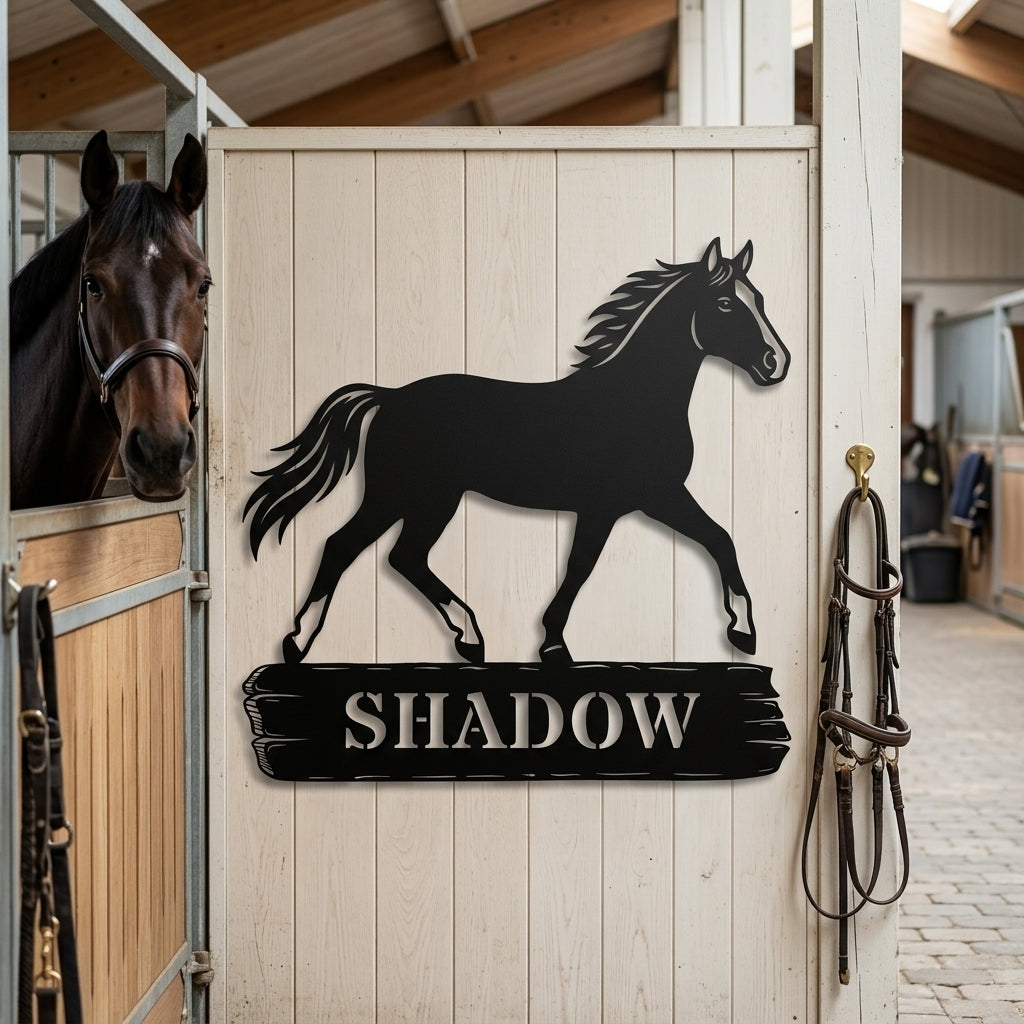 Custom Danish Warmblood Horse Metal Sign With Name. Personalized Horsebarn Wall Decor Gift