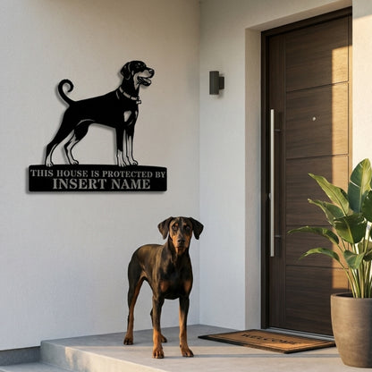 Dobermann Guard Dog Name Metal Sign. Custom Dog  Wall Decor