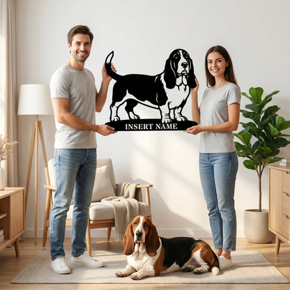 Personalized basset hound Metal Sign. Custom Dog Owner Wall Decor Gift