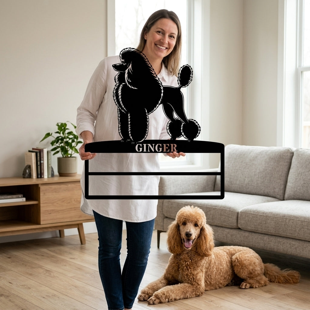 Personalized Dog Rosette Metal Sign. Custom Poodle Champion Ribbon Display